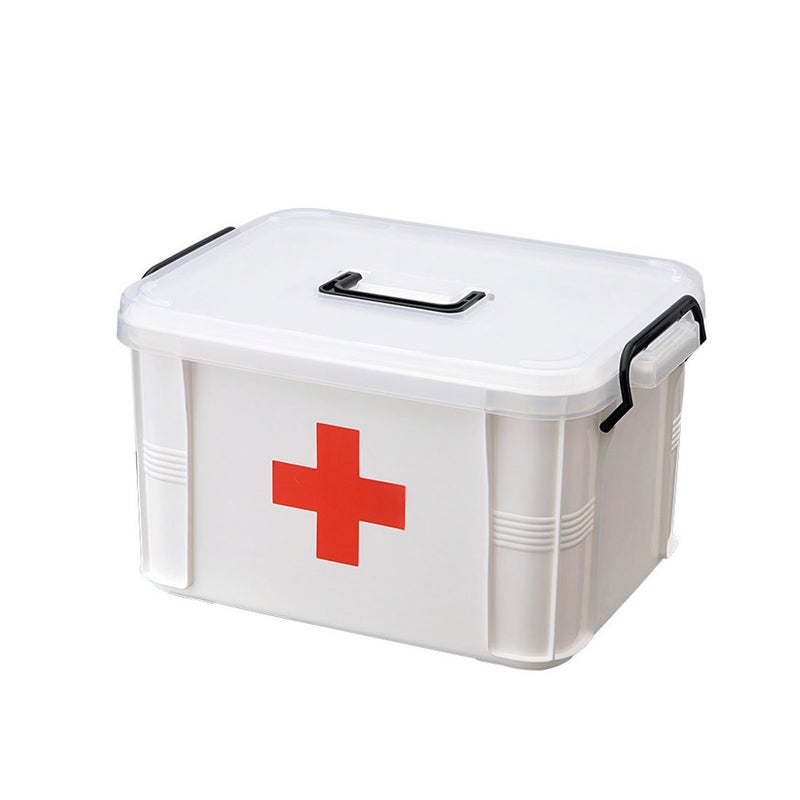 Levoberg Medicine Box Storage Box Organizer 2 Layers with Compartments Family Emergency Kit Storage Case 12.99"x8.85"x7.08" - Image 1